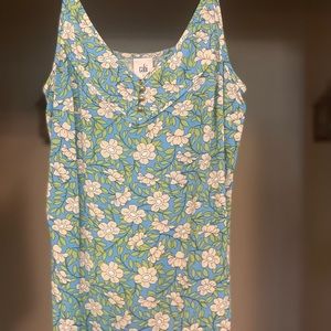 CAbi Vine Floral Cami Cottonwood Top Blue Green Size Small Style #5214